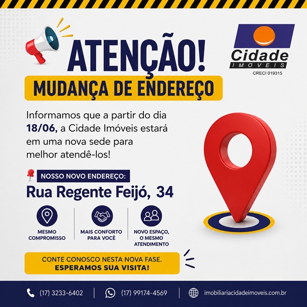 Aviso Mudança de Endereço - Cidade Imóveis